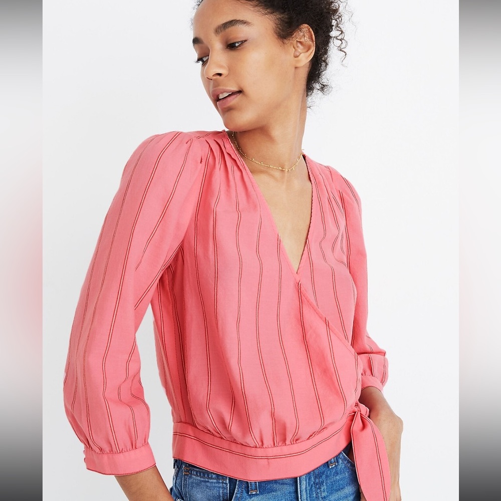 Madewell Wrap Top in Cecilia Stripe size small